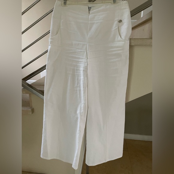 Vintage Chanel White Wide-Leg Pants - Picture 1 of 16
